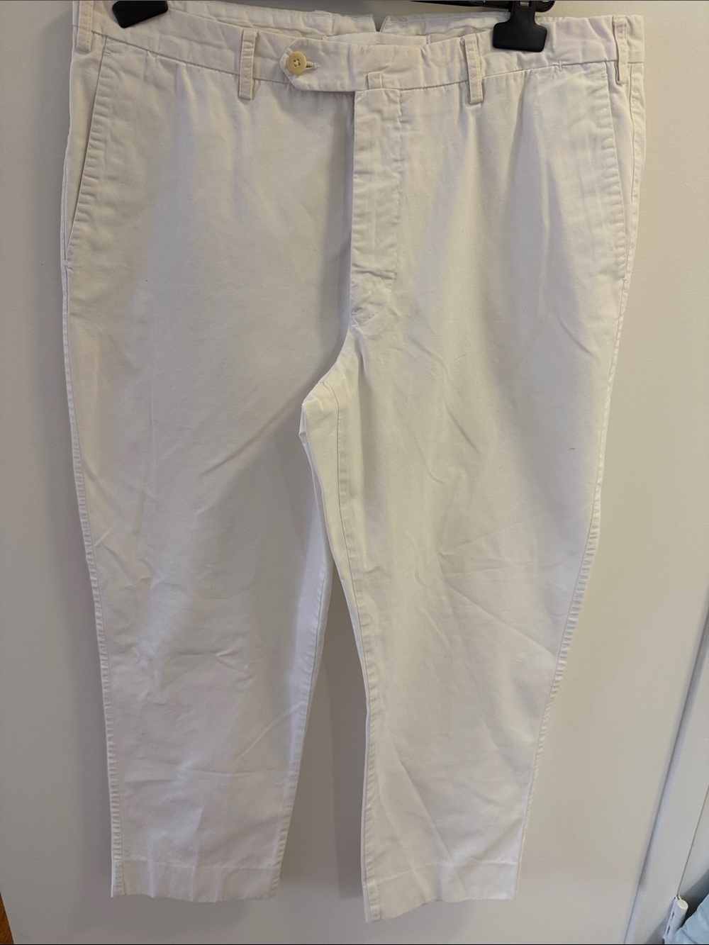Luigi Borrelli Napoli Mens White Cotton Flat Front Straight Leg Pants. IT 54.